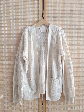 Cat & Jack Cream Open-Front Waffle Knit Cardigan